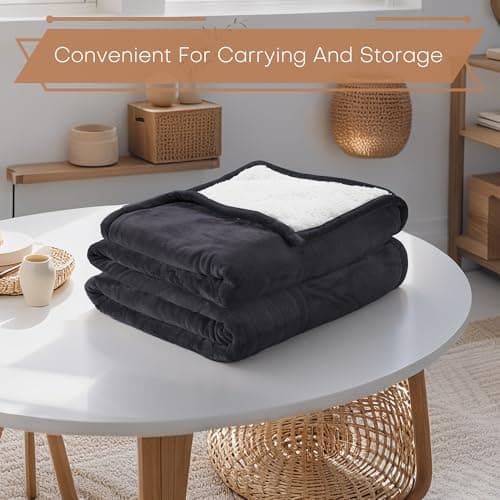 Electric Heated Blanket 72"x84" Full Size - Flannel & Sherpa Fabric Dual-Sided, 6 Heat Settings & 1-10 Hours Auto Off, Soft & Cozy Warming Throw for Home, Office, or Bed, Machine Washable, Iron Gray 5