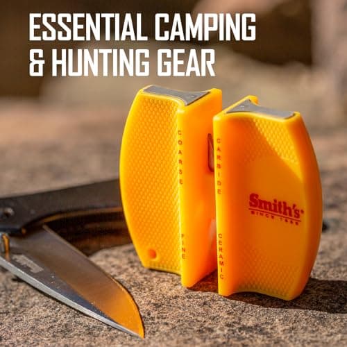 Smith's CCKS 2-Step Knife Sharpener - Yellow - 2-Step Preset Coarse & Fine Slots - Outdoor Handheld Knife Sharpener - Fishing, Hunting, Fillet, Pocket Knives - Compact Plastic Portable Keychain Tool 6