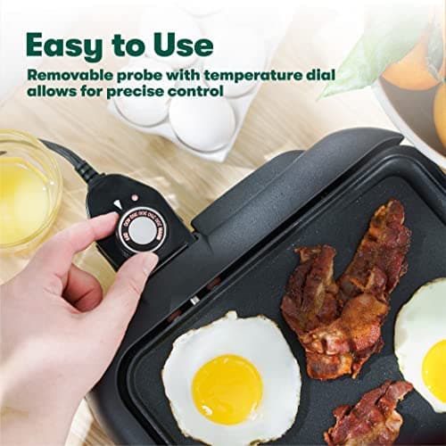 bella Electric Griddle with Warming Tray - Smokeless Indoor Grill, Nonstick Surface, Adjustable Temperature & Cool-touch Handles, 10" x 18", Copper/Black, PFOA & PTFE Free 5