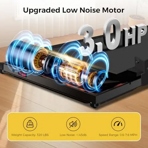 ZPUFDYM Treadmill with Handles, Walking Treadmills for Home Small Spaces, 3.0HP Walking Pad Treadmills with Handle Bar & LED Display, Treadmill with Desk Workstation for Home Office, 320 LBS Capacity 5