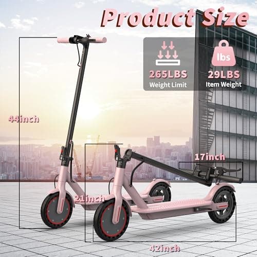 Roinside Electric Scooter - 8.5" Solid Tires, 350W Motor, Up to 19 MPH and 16 Miles Long-Range Commuting Foldable Scooter for Adults with Dual Braking System and Smart App, Pink 5