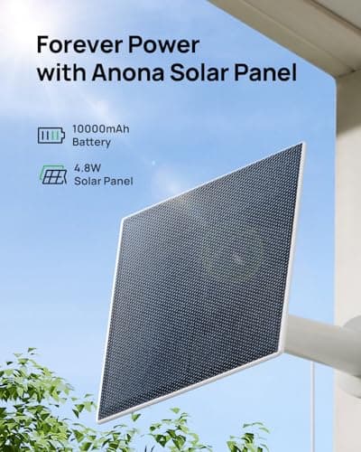 Anona Aurora 4K Solar Security Cameras Wireless Outdoor, Forever Power with Solar Panel, 8MP Color Night Vision, 24/7 AOV Recording, No Monthly Fees, AI Detection, Easy Setup, 2.4 G WiFi, IP67, 3 Pack 5