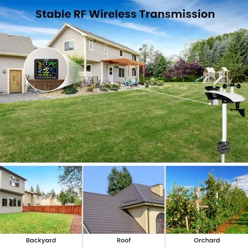 Gevanti SA8 Home Weather Station with Rain Gauge and Wind Speed, Weather Stations Wireless Indoor Outdoor with Rain Gauge Outdoor, Forecast, Temperature, Humidity, Moon Phase, Alarm Clock(No WiFi) 6