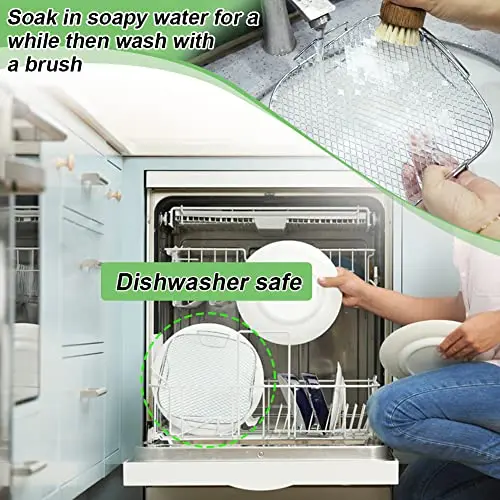 BYKITCHEN 8 Inch Square Air Fryer Rack, Stainless Steel Dehydrator Rack, Square Air Fryer Accessories for Cosori, Instant Vortex, Gourmia, Ninja Foodi Grill and More 5