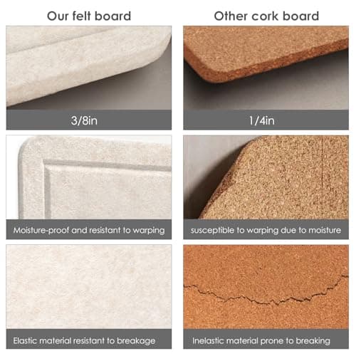 Lightomorrow Bulletin Board, 24 x 18 inches Decorative Felt Pin Board, Vision Board Cork Board Alternative for Wall, Foldable Photo Board with 20 Pushpins - Oatmeal 6