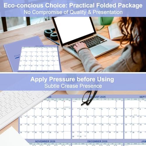 32" x 48" Academic Wall Calendar 2026-2027, JUL 2026 - JUN 2027 Folded Wet & Dry Erase, Large Wall Calendar 12 Month, Vertical/Horizontal Reversible, School Yearly Wall Planner with Julian Dates 6