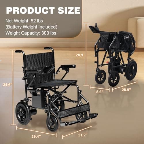 [2025 Upgrade] Hassky Electric Wheelchair for Adults, 15+ Miles Longer Range Power Wheelchair, Foldable Electric Wheelchairs Lightweight, All Terrain Motorized Wheelchair for Seniors Portable 8