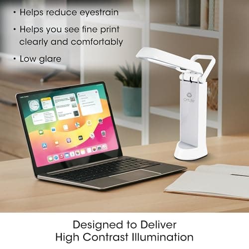 OttLite Folding Task Lamp, White – Multi-Position Shade, Fold-Up Design, Portable Handle, Low Heat & Low Glare Illumination, Fits on Desks & Workstations 6