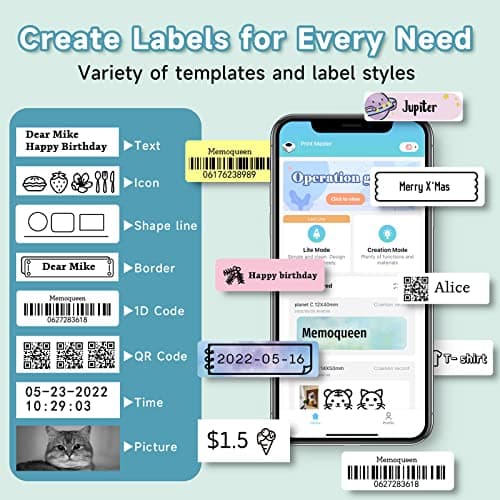 Phomemo Label Maker Machine with Tape, D30 Mini Bluetooth Label Printer, Versatile App with with 1000+ Symbols and 60+ Borders, Portable Label Maker for School Supplies, Home, Office, Green 8