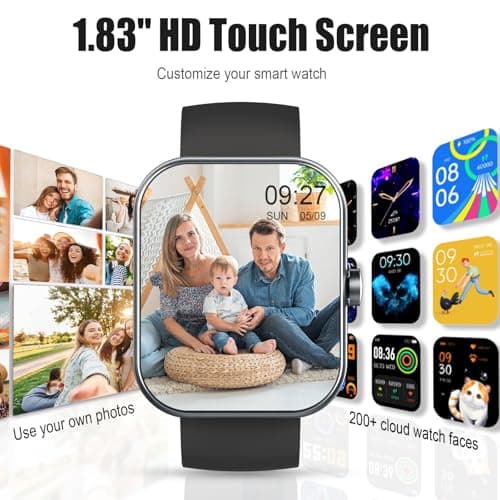 Smart Watch for Men Women (Answer/Make Call), 2025 1.83" HD Touchscreen Fitness Tracker, 110+ Sport Modes, Fitness Watch with Heart Rate/Sleep Monitor/Step, IP68 Waterproof Smartwatch for Android iOS 5
