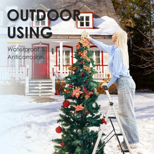 HBtower 4 Step Ladder, Lightweight Aluminum Ladders for Home with Tool Tray, Anti-Slip Folding Step Stool for Adults, Strudy Portable 330LBS Capacity 6