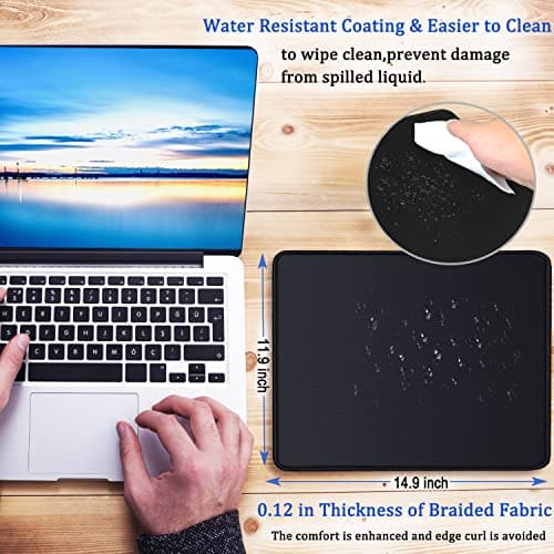 Mouse Pad, Large Gaming Mouse Pad with Double Stitched Edges, 14.9 x 11.7 inches Premium-Textured & Waterproof Mousepad, Nonslip Natural Rubber Base Mouse pad for Laptop,Computer, Office, Black 6