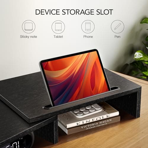 AMERIERGO Dual Monitor Stand Riser for 2 Monitors, Monitor Stand for Desk, Adjustable Computer Monitor Stand with 2 Slot, Multifunctional Desktop Organizer Stand for Laptop, PC, Computer, Printer 5