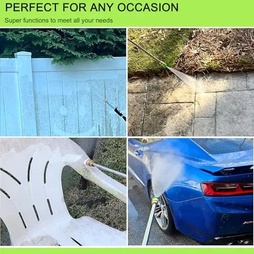 YJLY Electric Pressure Washer,2000-PSI,1.2-GPM,4 Different Nozzles and 33FT Hose,Power Washer,Foam Cannon for Car,for Cars,Garden, Yard, Fence, Driveway, green 5