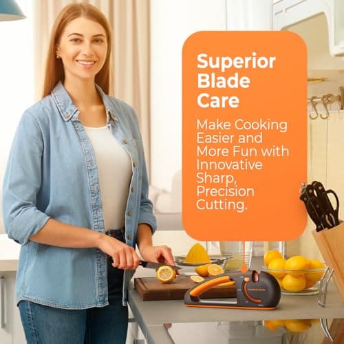 Orange Ninja 4-Stage Knife Sharpener & Serrated Knife Sharpener– Repairs, Sharpens & Polishes Blades with Ergonomic Non-Slip Grip 6