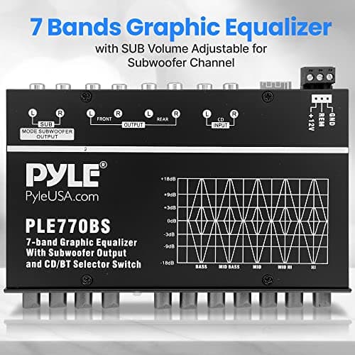 PyleUsa 7 Bands Graphic Equalizer with SUB Volume Adjustable for Subwoofer Channel, Built in Bluetooth for Wireless Music Streaming, Stereo RCA Output, Aux RCA Input, Mounting Hardware Included 5