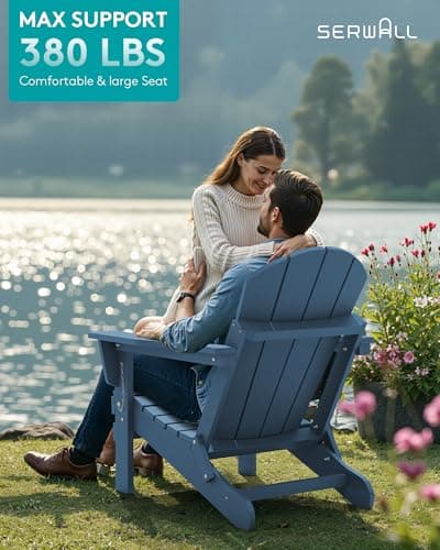 SERWALL Folding Adirondack Chairs Weather Resistant for Outdoor, Patio, Lawn, Garden, Backyard Deck, Fire Pit - Blue 7