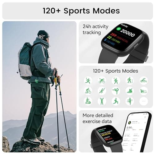 Smart Watch with Alexa Built-in, 1.83" HD Touchscreen Fitness Tracker with Bluetooth Calling, Fitness Watch with Heart Rate/Sleep Monitor, 120+ Sports Modes, IP68 Waterproof Smartwatch for Android iOS 5