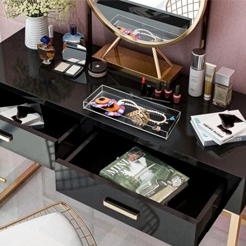 Peohud 3 Pack Acrylic Bathroom Trays, Clear Vanity Tray for Toilet Tank, Decorative Countertop Organizer for Perfume, Makeup, Cosmetics, Jewelry, Soap, Candle, Plant, 12 x 5.1 x 1.2 Inches 7