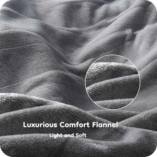LaffyLo Electric Heated Blanket Full Size 72"×84", Luxurious Breathable Flannel with 4 Heat Settings, 10-Hour Auto Shut-Off & Overheat Protection, for Bed & Couch, Cozy Gift - Light Grey 6