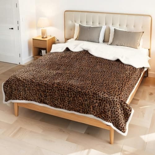 RALYSUN Electric Heated Blanket Full Size 72"x84" - Dual-Sided with Microplush & Sherpa Fabric, 4 Heat Settings & 10 Hours Auto Off, Machine Washable - Leopard Print