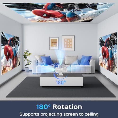 Mini Projector With WiFi and Bluetooth, 180 Rotatable Portable, 150" Smart With Android TV 11, 1080P Support Decoding Projectors 4K, 2.4G/5G WiFi6, Auto Keystone for Home Outdoor Proyector, White 7