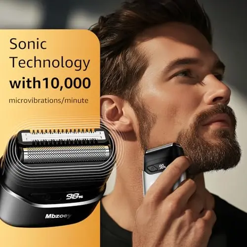 Mbzoey Mini Electric Razor for Men:Foil Shavers for Men, IPX7 Waterproof Cordless Razor with LED Display & Fast Charge - End High - Micro-Comb Technology & Precision Blades 8