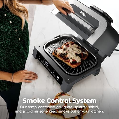 Ninja DG551 Foodi Smart XL 6-in-1 Indoor Grill with Air Fry, Roast, Bake, Broil, & Dehydrate, Foodi Smart Thermometer, 2nd Generation, Black/Silver 12