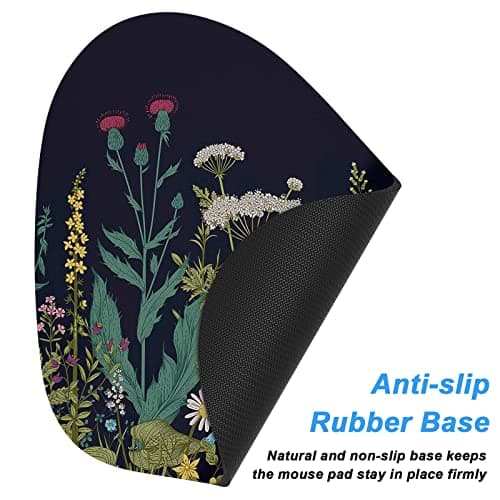 Rimilak Small Mouse Pad 6 x 7 Inch, Irregular Mini Mouse Pad with Non-Slip Rubber Base, Waterproof Compact Mouse Mat for Laptop Computer Wireless Mouse Keyboard Home Office Travel, Midnight Flowers 6