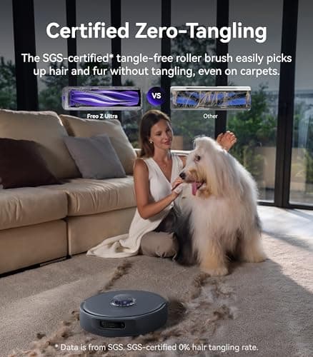 NARWAL Freo Z Ultra Robot Vacuum and Mop Combo, Dual RGB Cameras and Chips, AI Avoidance, 12000Pa Suction, Real-Time Decisions, Adaptive Hot-Water Self Wash & Self Emptying, Pet Hair, Quiet, Grey 7