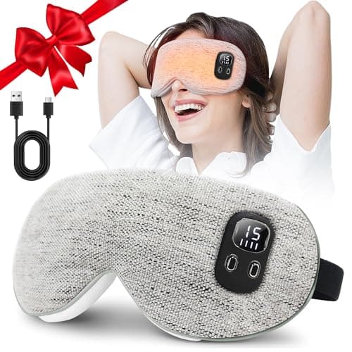 Heated Eye Mask, Cordless Rechargeable Eye Compress, Eye Relief, Improved Sleep, Washable Eye Mask, 4 Heat Levels, 4-Level Timing - Gray