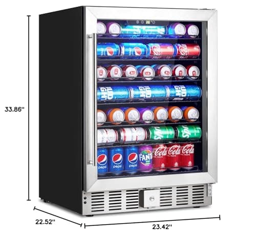Takywep 24 Inch Beverage Refrigerator, 5.1 Cu.ft Beverage Cooler Under Counter, 166 Cans Drink Fridge for Drinks, Soda, Beer or Wine, 36～60°F Adjustable Temperature. 7
