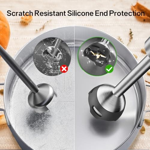 Anybear Immersion Blender, 1100W 2-in-1 Hand Held Blender with Full Copper Motor & Stainless Steel Body, 15 Speed & Turbo Mode Hand Mixer, Blade with Anti-scratch Coating 6