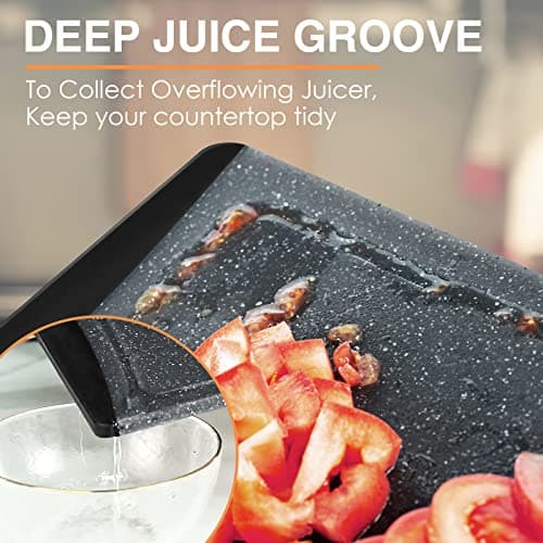 Extra Large Cutting Boards, Plastic Cutting Boards for Kitchen (Set of 3) Cutting Board Set Dishwasher Chopping Board with Juice Grooves Easy-Grip Handles, Dark Grey, Empune 5