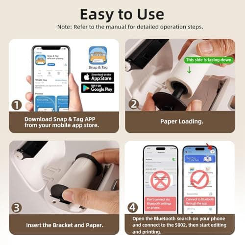 ORGSTA Sticker Printer Mini Printer S002 PrintPods Bluetooth Portable Sticker Maker with 1 Roll Paper Thermal Inkless Label Maker Machine Impresora Portátil Instant Print for Notes, Journal, DIY, Gift 8