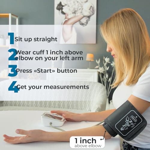 Paramed Blood Pressure Monitor - Bp Machine - Automatic Upper Arm Blood Pressure Cuff 8.7-16.5 inches - Large LCD Display 120 Sets Memory - Device Bag & Batteries Included 5