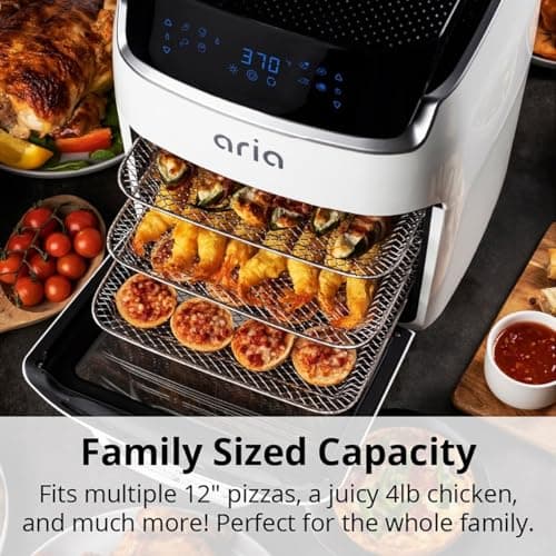 Aria 10 Qt. Touchscreen Air Fryer Oven with Premium Accessory Set and Recipe Book, White 5