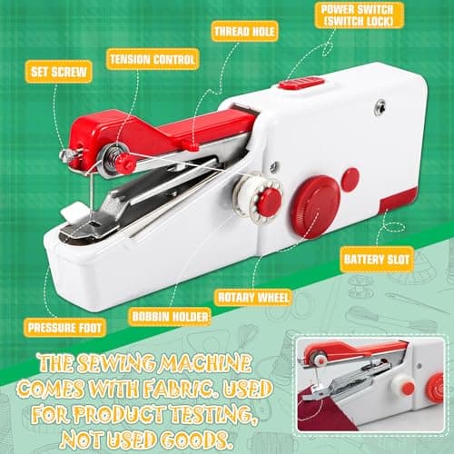 Nupec Handheld Sewing Machine, Mini Cordless Portable Hand Sewing Machine for Beginners, Household & Travel Quick Repairs Electric Hand Held Sewing Device for Fabric Clothing Kids Cloth Pet Clothes 5