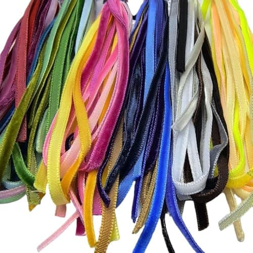 Chenkou Craft 30 Yards 1/8" (3mm) Velvet Ribbon Total 30 Colors Assorted Lots Bulk (Multicolored, 1/8"(3mm))