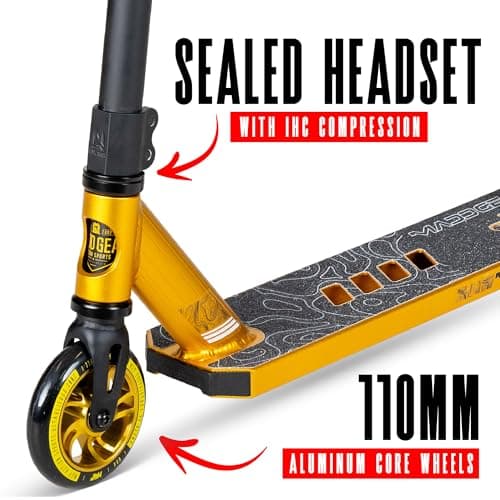 Madd Gear MG3 Elite Series Complete Trick Scooter - Aircraft Grade Aluminum Stunt Scooter for Kids 8 Years and Up - Best Pro Scooter for Beginners to Intermediate Boy and Girls (Gold/Black) 5