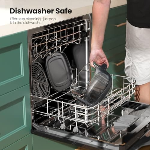 Kismile 5-in-1 Portable Glass Air Fryer, 2.6QT & 4.7QT Dual Glass Containers with Lids, 85% Less Oil, Compact Smart Air Fryer Oven for Deep Roast, Crisp, Keep Warm – Freezer & Dishwasher Safe 7