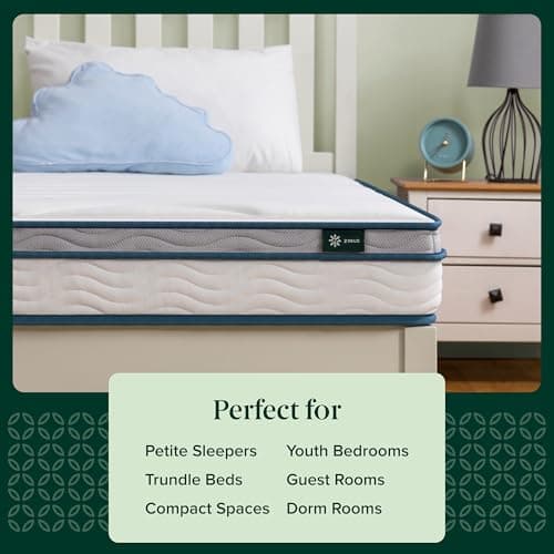 Zinus 6 Inch Spring Sensation Hybrid Mattress [New Version], Medium Firm Feel, Fiberglass Free, Youth and Guest Bedroom, Mattress in A Box, Twin 5