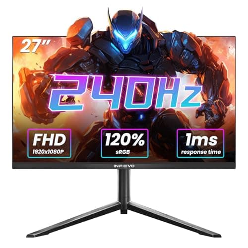 INFIEVO 27 Inch 240Hz Gaming Monitor FHD 1080p IPS 1ms, 120% sRGB, AMD FreeSync Premium, HDR,HDMI/DP x2, Gamer Eye Care, VESA Mount (Black)​