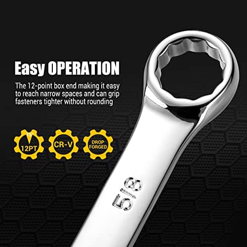 DEKOPRO Combination Wrench Set, SAE&Metric, 30-piece, 1/4'' to 1'' & 8-22mm, 12-Point, Chrome Vanadium Steel, with Plastic Tray 5