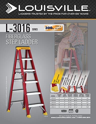 Louisville Ladder 4-Foot Fiberglass Step Ladder, 300-Pound Load Capacity, Type IA, L-3016-04 6
