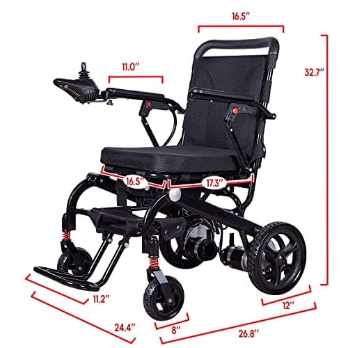 MaritSA Intelligent Lightweight Foldable Electric Wheelchair, Travel Size, Weights only 40 lbs - Serviced from USA - Detachabe Battery - 500W Motor Power 5