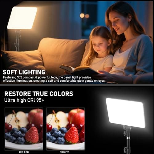 30W Upgraded Photography Lighting Kit, Anautin 1-Pack LED Video Lighting for Video Recording, 3700Lux Studio Lights with Tripod Stand for Photography, Streaming, Gaming, Podcast, Filming, Vlogging 2