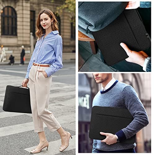 Laptop Sleeve Case 13.3-14 Inch Waterproof Handle Laptop Bag Protective Business Computer Carrying Bag Compatible with Chromebook/MacBook Air/Notebook, Black 6