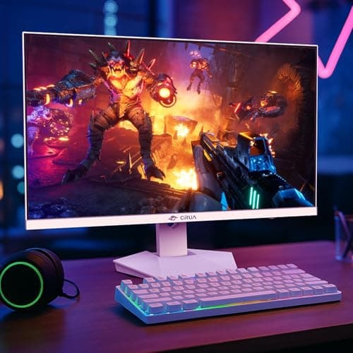 CRUA 27” Gaming Monitor, IPS UHD 3840x2160 4K 160Hz / FHD 320Hz Dual Mode White Computer Monitor, Rotating/Pivot & Height-Adjustable, AMD FreeSync, Built-in Speakers, PIP/PBP, HDMI 2.1 & DP 1.4 8