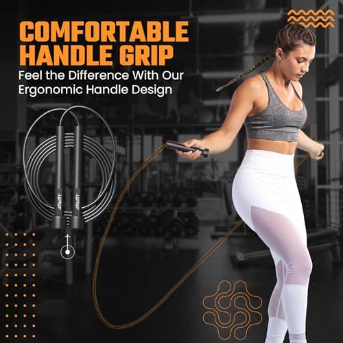 STARFIT Adjustable Lightweight Jump Rope - Tangle-Free Design for Cardio, HIIT, and Endurance Training - Durable Fitness Skipping Rope for All Levels. 6